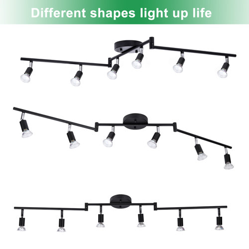 AIBOO 45.5'' 6 Light Swing Arm Track Lighting Track Kit with Dimmable